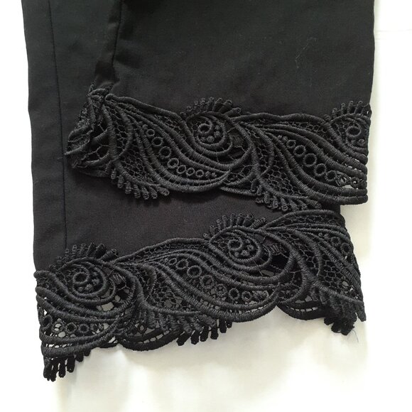 Chico's Brigitte Lace Trim Ankle Pants Black Size 1R/Size 8R - Picture 6 of 11